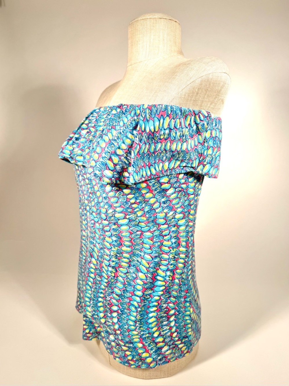 Lilly Pulitzer Wiley Strapless Ruffle Tube Top Clam Jam Print Seashell Nautical - Picture 3 of 16